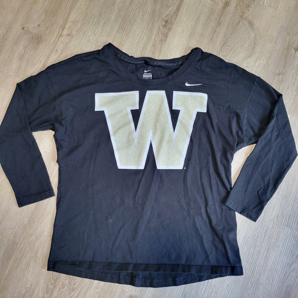 NIKE Washington Huskies Jersey Shirt Adult WOMEN'S Large Black Wide Neck